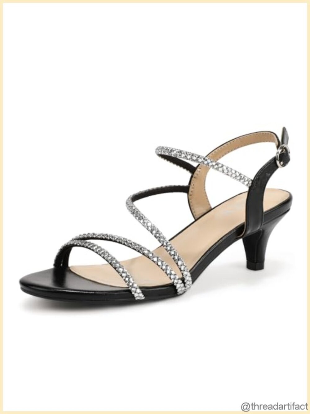 Sparkly Rhinestone Kitten Heels Strappy Slingback Dress Sandals